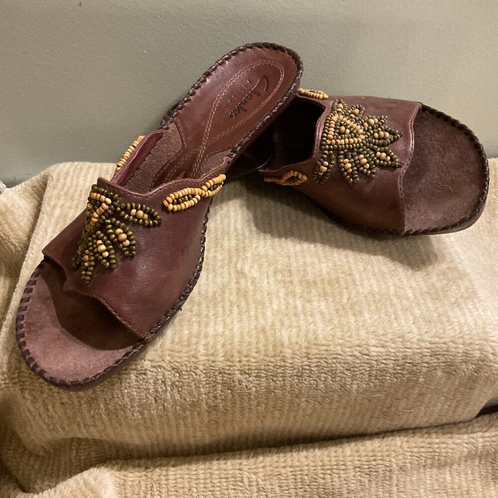 Clark Artison Leather Wedge Heel Sandal - Size 7 - Shoe